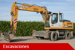 Servicio de excavaciones mediante retro excavadoras, palas excavadoras, palas cargadoras, ...